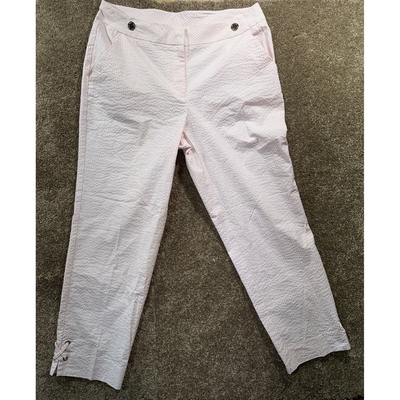 Anne Klein Pants - Anne Klein Women's  Capri Pants Size 6 - Seersucker Striped Cropped Leg‎ Detail